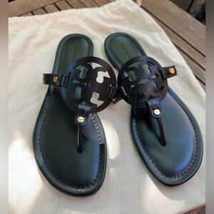 Authentic Tory Burch Miller Sandals in Perfect Black (Original) in size 9.5